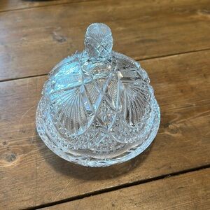Vintage Clear Glass Cloche Dome with Plate